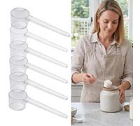 5g Protein Scoop Set - 6 Pcs Plastic Measuring Spoons with Clear Scale, Reusable Multi-Purpose Precision Dosing Scoops for Powders and Liquids, Baking, Coffee, Fitness Supplements