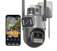 5G Security Camera Outdoor, 6MP 6X PTZ Dual Lens Outdoor Cameras for Home Security, IP66 Waterproof Wired Camera, Motion Tracking, Pan/Tilt, Color Night Vision, Light Alarm, 24/7 SD Recording/Cloud