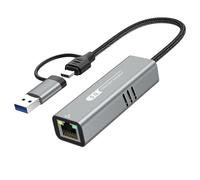 5G USB 3.2 Ethernet Adapter with RTL8157, 2-in-1 USB-A/Type-C to 5Gbps Network Card RJ45 LAN Converter for PC Laptop Windows Mac OS Linux(5Gbps Need Type-C > 3.2)