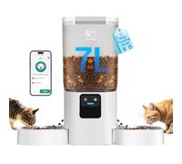 5G WiFi Automatic Cat Feeder for 2 Cats: Dual Cat Food Dispenser with Slow Feed, Smart Pet Feeder with Alexa for Multiple Pets, Auto cat Feeder, Detachable for Easy Clean-7L Large Storage