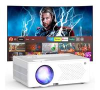 5G WiFi Projector with Screen, 400 ANSI Real Native 1080P 4K Outdoor Projector for Theatre Films, Synchronisation Smartphone, Compatible with TV Stick/HDMI/PS4/Console [120 Inch Screen Included]