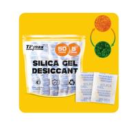 5g x 50 Packs Silica Gel Desiccant Sachets, Reusable Dehumidifiers with Color Indicator, Ideal for Storage, Closets, and Basements