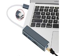 5Gbps High-Speed Data Transmission USB3.0 Downward Compatible with USB2.0 TYPE-C3 to USB*2+SD*1+TF*1+Network Card USB Adapter Expansion Dock Hub Splitter USB3.0 Technology Supports