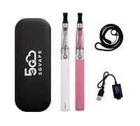 5GVAPE eGo T 1100mAh Rechargeable Battery Electronic Cigarette 2 Packs eGo CE4 Atomizer Refillable Shisha Starter Kit|E Cigarettes Vape Pens Vaporiser Kit|No E-Liquid No Nicotine (White Pink)