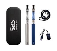 5GVAPE eGo T 1100mAh Rechargeable Battery Electronic Cigarette 2 Packs eGo CE4 Atomizer Refillable Shisha Starter Kit|E Cigarettes Vape Pens Vaporiser Kit|No E-Liquid No Nicotine (Steel Blue)
