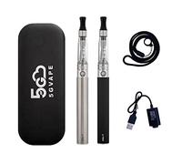 5GVAPE eGo T 1100mAh Rechargeable Battery Electronic Cigarette 2 Packs eGo CE4 Atomizer Refillable Shisha Starter Kit|E Cigarettes Vape Pens Vaporiser Kit|No E-Liquid No Nicotine (Steel Black)