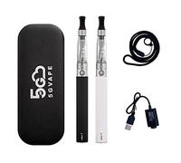 5GVAPE eGo T 1100mAh Rechargeable Battery Electronic Cigarette 2 Packs eGo CE4 Atomizer Refillable Shisha Starter Kit|E Cigarettes Vape Pens Vaporiser Kit|No E-Liquid No Nicotine (White Black)