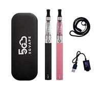 5GVAPE Electronic Cigarette 2 Packs eGo-T 1100mAh USB Rechargeable Battery eGo CE4 Atomizer Refillable Shisha Starter Kit,E Cigarettes Vape Pens Vaporiser Kit,No E-Liquid No Nicotine (Black Pink)