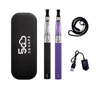 5GVAPE Electronic Cigarette 2 Packs eGo-T 1100mAh USB Rechargeable Battery eGo CE4 Atomizer Refillable Shisha Starter Kit,E Cigarettes Vape Pens Vaporiser Kit,No E-Liquid No Nicotine (Black Purple)