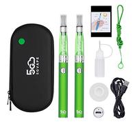 5GVAPE Electronic Cigarette EVOD EGO CE4 E Cigarette Vape Pens 2 Packs Shisha Starter Kit,USB Rechargeable Battery,1.6ml Top Fill CE4 Tank Atomizer,No E Liquid (Green)