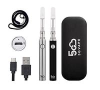 5GVape Evod eGo CBD Vape Pen Starter Kit C1 - E Cigarettes 2pcs Vape Pens,USB charge Long Lasting eGo Evod Battery,CBD Ceramic Coil,Easy to Refill From the Top,No Nicotine No E Liquid (Steel Black)