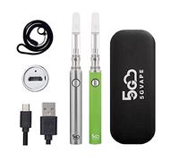 5GVape Evod eGo CBD Vape Pen Starter Kit C1 - E Cigarettes 2pcs Vape Pens,USB charge Long Lasting eGo Evod Battery,CBD Ceramic Coil,Easy to Refill From the Top,No Nicotine No E Liquid (Steel Green)