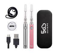 5GVape Evod eGo CBD Vape Pen Starter Kit C1 - E Cigarettes 2pcs Vape Pens,USB charge Long Lasting eGo Evod Battery,CBD Ceramic Coil,Easy to Refill From the Top,No Nicotine No E Liquid (Steel Pink)