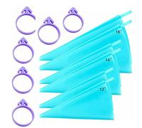 5Henry's Smart Baking 3 Different Sizes 6pcs Silicone Icing Bags | Reusable Icing Piping Bags | Cake Decorating Tools | 6 Pastry Bag Ties | Use with Standard Wilton Size Tips