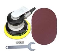 5in Pneumatic Sander, Air Powered Polishing Machine, 10000 RPM Hook and Loop Grinding Waxing Tool with 5pcs Sandpapers, EU Connector for Auto Body Detailing and