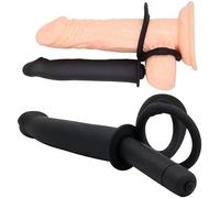 5in Silicone Strap On Penis Butt Plug, Double Penetration Dildo Vibrator with Cock Ring, Delay Ejaculation Anus Plug Massager Adult Erotic Anal Sex Toys for Male Man Women Couples