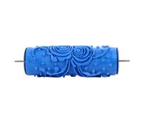 5in Soft Rubber Paint Roller, Texture Printing Reusable Concrete Stamp Roller Wall Paint Stencil for Furniture Fabrics Building (ZZ0077 Flower)