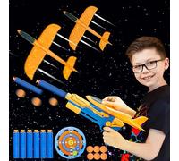 5in1 Airplane Launcher Toy, Airplane Toys For Boys, Soft Ball Bullet Gun Target Shooting Play Set Childrens Toys, Plane Gifts For Kids, Gift For 6 7 8 9 10 11 12 15 Year Old Boys And Girls