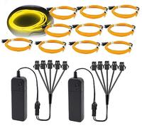 5in1 Electroluminescent Neon Strip Light Wire, Ourbest EL Wire Lights Battery Pack for Party Decoration 3Mode Stay/Slow/Fast Flash(10Pack 3Ft with 2 Battery Boxes Yellow)