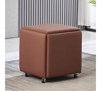 5in1 Nesting Ottoman Cube Stool Stackable PU Leather Seating with Swivel Casters Movable Footstool for Living Room & Dining Room Versatile 18x18x19 Inch Leather Chair
