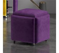 5in1 Purple Ottoman Cube Chair with Swivel Casters Movable Footstool & Vanity Stool for Living Room SpaceSaving Square Stool (18x18 inch)