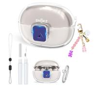 [5in1 Set] Lock Case for SHOKZ OpenDots ONE & OpenDots 2 Case Cover Clear | Soft TPU Cover, Shockproof Protective Clear Case for SHOKZ Earbuds for Women with Cleaning Kit/Fashion Candy Keychain