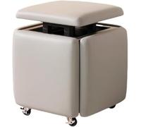 5in1 Square Storage Ottoman with Wheels Stackable Leather Cube Chair & Foot Stool Ideal for Dorm & Bedroom 35x35cm Stylish & Functional