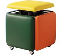 5in1 Square Storage Ottoman with Wheels Stackable Leather Cube Chair & Foot Stool Ideal for Dorm & Bedroom 35x35cm Stylish & Functional