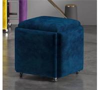 5in1 Stackable Ottoman Chair with Swivel CastersVersatile Dark Blue Cube Stool for Living Room Bedroom Vanity Footrest & Storage (18x18 inch)