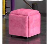5in1 Stackable Ottoman Cube Chair Flannel Footol with Wheels Versatile Square ols for Living Room & Dining RoomMovable & Compact Design (13.8in A)