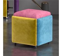 5in1 Stackable Ottoman Cube Chair with Swivel Casters Versatile Movable Footstool & Sofa Stool for Living Room Vanity Bedroom Seating Compact 35x35cm (14x14inch)