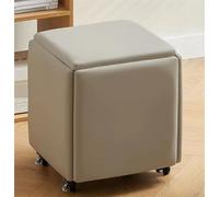5in1 Stackable Stool Cubes Leather Ottoman with Wheels Versatile Foot Stool & Dining Room Gray Nesting Cube Chair SpaceSaving Design