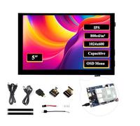 5inch HDMI Touch Screen 1024 x 600, 5-Point Capacitive Touch IPS Display 178° Viewing Angle, Compatible with Raspberry Pi 5/4B/3B+/3B/Zero 2W/Zero W/Zero/Pico/Pico W, Win 11/10/8.1/8/7 /Jetson Nano