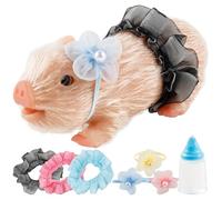 5Inch Pig Doll Toy - Mini Soft Lifelike Silicone Doll - Cute Miniature Reborn Pig Toys with Clothes Accessories for Kids Boys Girls