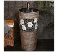 5JJJLOOOPP Bathroom with a Bottom Seat Aquarium Ceramic Old Industrial Style Decoration A Bottom Seat Hard and Clean Falling Type Washing Stand Original (L)