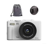 5K 75MP Digital Camera With WiFi, 3" 180° Flip Screen With 16X Digital Zoom Autofocus, Vlogging Camera For Travel & Beginners(White)
