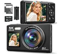 5K 80MP Digital Cameras for Photography with Tripod 2 Batteries 64GB