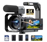 5K Camcorder Video Camera, 56MP Dual Lens Wifi IR Night Vision YouTube Vlogging Camera,16X Digital Zoom Touch Screen Cam corder, Camcorder 5K with 64GB SD Card, 2 Batteries, Tripod, Remote Control