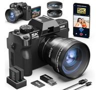 5K Digital Camera, 48MP/60FPS Cameras for Photography, Video/Vlogging Camera for Youtube, WiFi & App Control and Wide-Angle & Macro Lens, Perfect for Entry-Level Users and Beginners(32GB TF Card)