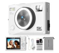 5K Digital Camera - 72MP Autofocus Beauty Camera with Smart Skin Recognition with 360° Ring Light, 32GB SD Card Makes Shooting in Dark Light