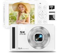 5K Digital Camera - 72MP UHD Digital Cameras for Photography - Autofocus Point and Shoot Small Camera with Flash for Kids - 2.8 Inch Screen Compact Portable Vlogging Camara with 16X Zoom, 32GB SD Card