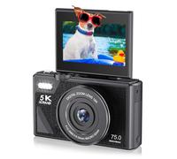 5K Digital Camera,75MP UHD Portable Digital Cameras,3in 180° Flip Screen with 18X Zoom Compact Camera for Photography and Video (Black)