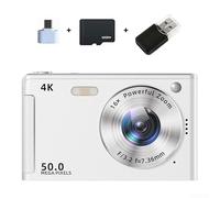 5K Digital Camera CCD Style, HD Retro Compact Card Camera for Students, Vlogging Point Shoot with Phone Transfer Function Portable(White 32G)