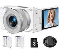 5K Digital Camera for Photography, 6X Optical Zoom Vlogging Camera for YouTube 72MP Autofocus 2.8" 270°Flip Screen Compact Travel Cameras with 64GB Card & 2 Batteries for Teens Beginners