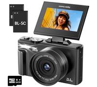 5K Digital Camera for Photography - 75MP Autofocus Vlogging Camera for YouTube with 64GB SD Card, WiFi, 18X Zoom 3" 180° Flip Screen Compact Travel Camera with 2 Batteries for Teens and Beginner