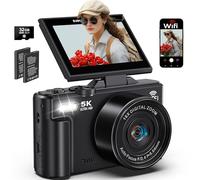 5K Digital Camera for Photography Autofocus 75MP Vlogging Camera for YouTube with SD Card, Compact Travel Camera for Teens with 18X Zoom, 32GB SD Card