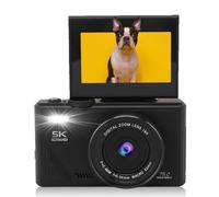5K Digital Camera for Photography with 3 180°Flip Screen, 75MP Vlogging Camera for YouTube, HD Compact Camera, 18X Digital Zoom, Retro Cameras (Black)