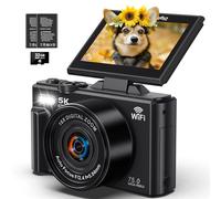 5K Digital Camera - WiFi 75MP Cameras for Photography - UHD Vlogging Camera for YouTube with 3" 180° Flip Screen - Autofocus Compact Video Travel Camara with 18X Zoom, 32GB SD Card, 2 Batteries