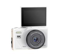 5K Digital Camera with 18X Optical Zoom, 75MP Vintage Digital Camera with Auto Focus, 5k Camera with flip Screen, 5K Video & Smile Detection, Fits for Travel Vlogging (Black) (White)