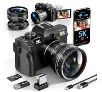 5K Digital Cameras for Photography，48MP/60FPS Video Camera for Vlogging, WiFi & App Control Vlogging Camera for YouTube, Small Camera with 32GB TF Card.Wide-Angle & Macro Lens